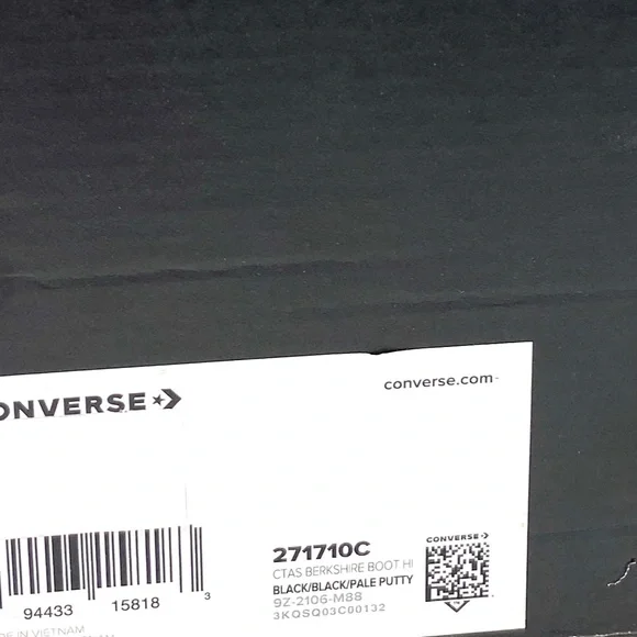 Converse Ctas Berkshire Boot High Top Black Junior Women's Leather Size 271710C - Picture 7 of 8